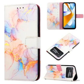 Чохол-книжка PT003 Marble Pattern для Xiaomi Poco C40/Redmi 10c - білий