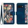 Чехол-книжка Floral Pattern Leather для Google Pixel 9a - синий