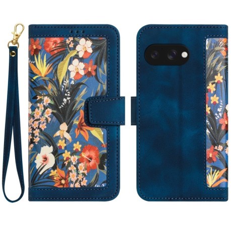Чехол-книжка Floral Pattern Leather для Google Pixel 9a - синий