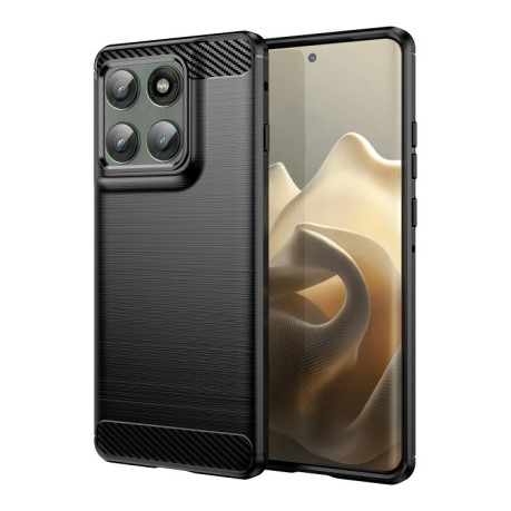 Противоударный чехол Brushed Texture Carbon Fiber на Motorola Edge 60 Pro - черный