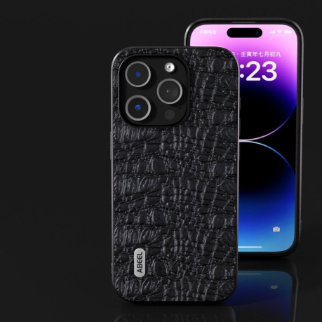 Чохол ABEEL Genuine Leather Canopy для iPhone 15 Pro Max  - чорний