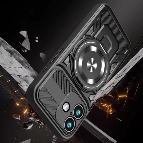 Ударозащитный чехол Armor Rotating Holder MagSafe на iPhone 17 - золото
