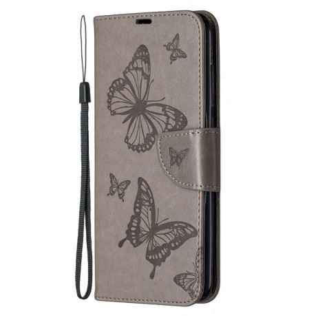 Чехол-книжка Butterflies Pattern на Xiaomi Redmi 10X / Note 9 - серый