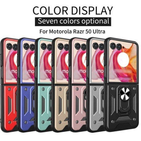 Протиударний чохол Armor Ring Holder TPU Hybrid PC для Motorola Razr 50 Ultra 5G - золотий