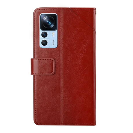 Чехол-книжка Y Stitching для Xiaomi Redmi K50 Ultra/12T/12T Pro - коричневый