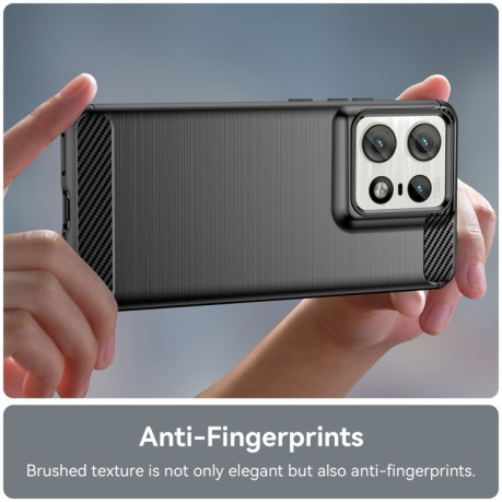 Протиударний чохол Brushed Texture Carbon Fiber на Motorola Edge 50 Pro - чорний