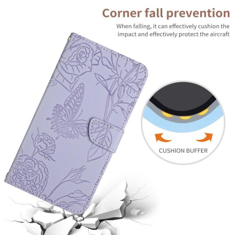Чехол-книжка Skin Feel Butterfly Embossed для Infinix Note 50 Pro+ 5G - фиолетовый