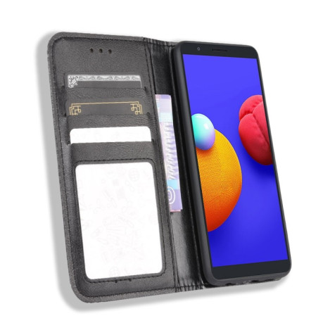 Чехол-книжка Magnetic Buckle Retro Texture на Samsung Galaxy A01 Core / M01 Core - черный