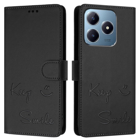 Чехол-книжка Embossing Stripe RFID для Realme C61/C63/Note 60/Note 60x - черный