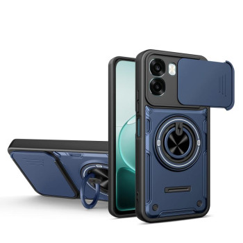 Протиударний чохол зі шторкою камери Sliding Camshield та кільцем-підставкою на OPPO A6 / A6x Global — синій