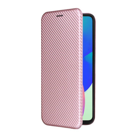 Чехол-книжка Carbon Fiber Texture на Samsung Galaxy M06 5G - розовый