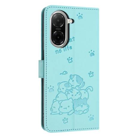 Чехол-книжка Embossed Kitten Phone Leather для Xiaomi Redmi A5 4G / Poco C71 - зеленый