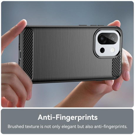 Противоударный чехол Brushed Texture Carbon Fiber на OnePlus 13T - черный