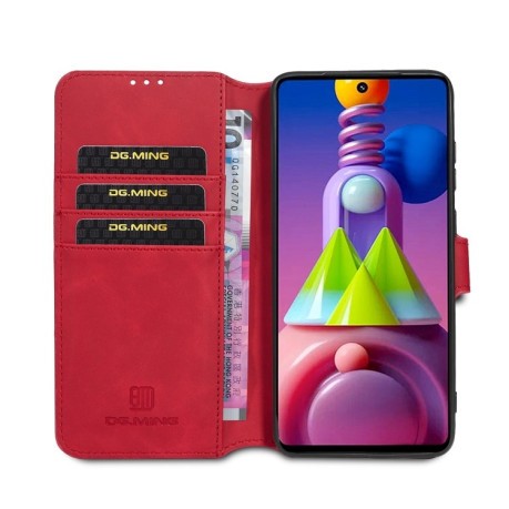 Чехол-книжка DG.MING Retro Oil Side на Samsung Galaxy M51 - красный