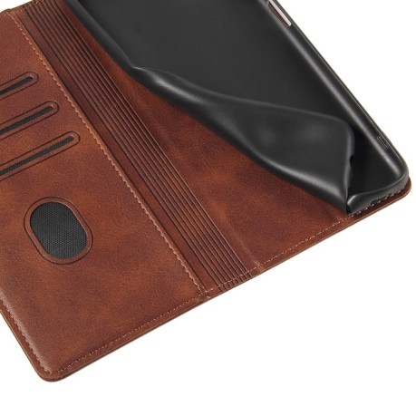 Чохол-книжка Calf Texture Magnetic для iPhone 14 Pro Max - коричневий