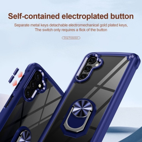 Противоударный чехол Acrylic Ring Holder на Samsung Galaxy A16 5G - синий