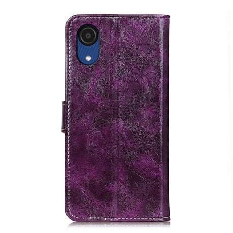 Шкіряний чохол-книжка Retro Crazy Horse Texture на Samsung Galaxy A03 Core - фіолетовий