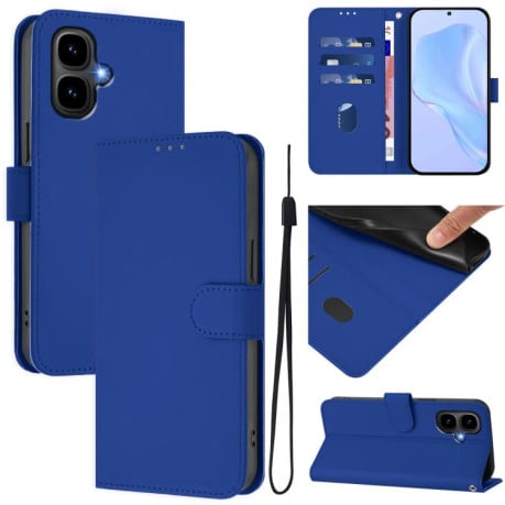 Чехол-книжка с мягким покрытием (Skin Feel) со шнурком на Infinix Smart 10 4G - синий