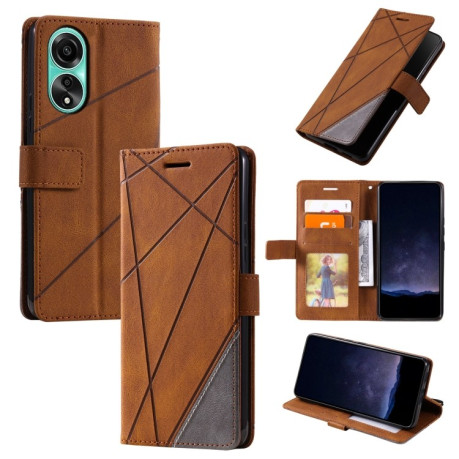 Чехол-книжка Skin Feel Splicing на OPPO A78 4G - коричневый