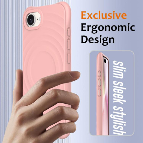 Чохол протиударний Wave Texture MagSafe Magnetic Liquid Silicone для iPhone 16e - рожевий