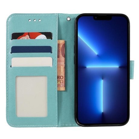 Чехол-книжка Lace Flower Embossing для Motorola Edge 60 Fusion 5G - зеленый