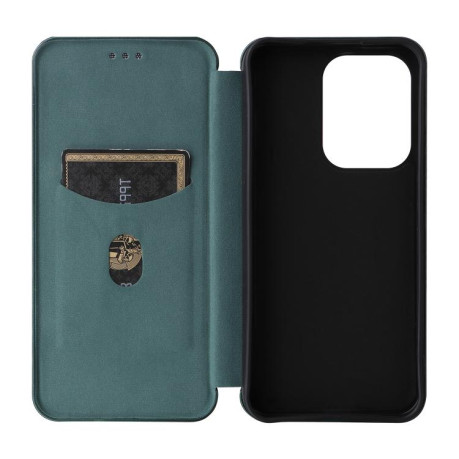 Чохол-книжка Carbon Fiber Texture на OPPO Reno13 5G Global - зелений