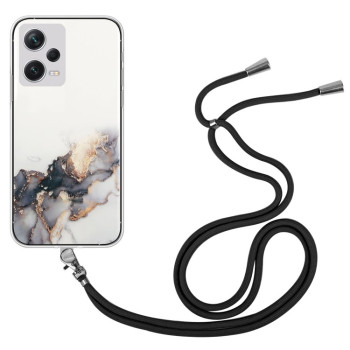 Чехол Hollow Marble Pattern with Neck для Xiaomi Redmi Note 12 Pro 5G - черный