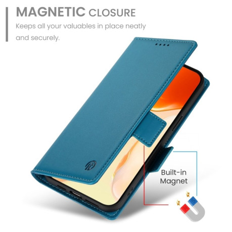 Чехол-книжка Side Buckle Magnetic Frosted Leather для iPhone 16 Plus - синий