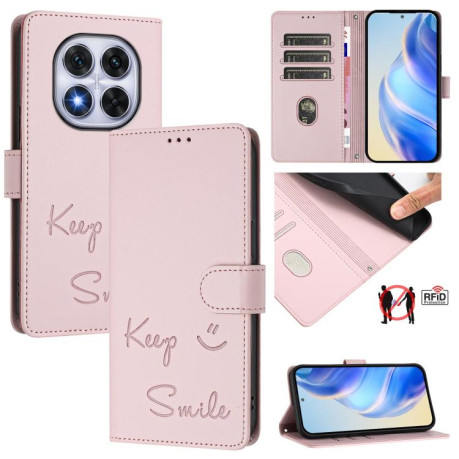 Чехол-книжка Embossing Stripe RFID для Xiaomi Redmi Note 14 Pro 5G/Poco X7 - розовый