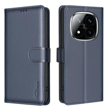 Чехол-книжка Litchi Texture RFID Anti-theft Leather для Xiaomi  Redmi Note 14 Pro 4G - синий