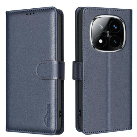 Чехол-книжка Litchi Texture RFID Anti-theft Leather для Xiaomi  Redmi Note 14 Pro 4G - синий