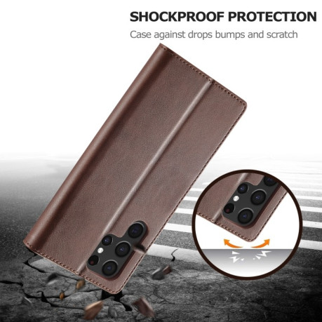 Чохол книжка LCIMEEKE Calf Texture  для Samsung Galaxy S25 Ultra 5G - кавовий