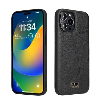 Протиударний чохол Fierre Shann Leather для iPhone 14 Pro Max - Ox Tendon Black