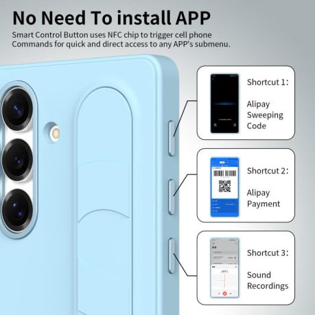 Чехол Escase с ремешком и функциональной кнопкой на Samsung Galaxy S26 голубой