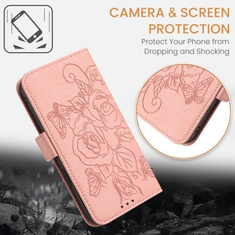 Чохол-книжка Embossed Rose RFID Anti-theft Leather для Xiaomi 14T - рожевий