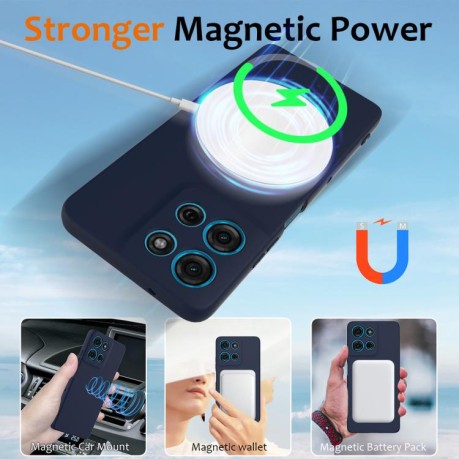 Силиконовый чехол Shockproof Silicone Magsafe для Motorola Moto G75 5G - синий