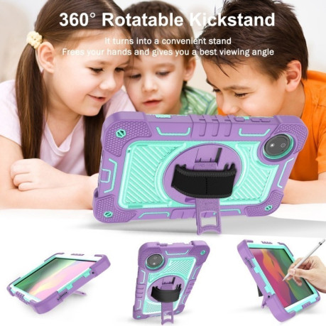 Протиударний чохол Acrylic 360 Degree Rotation Holder Leather для Redmi Pad SE 8.7 2024 - Purple + Mint Green
