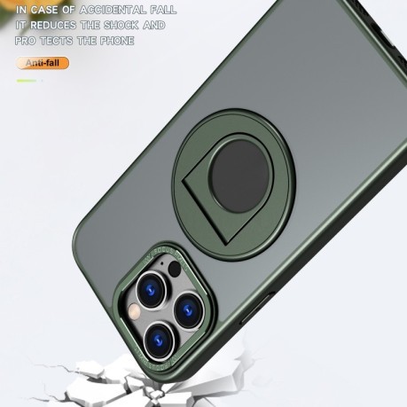 Ударозащитный чехол Metal Ring Holder 360 Degree Rotating на iPhone 15 Pro Max - зеленый