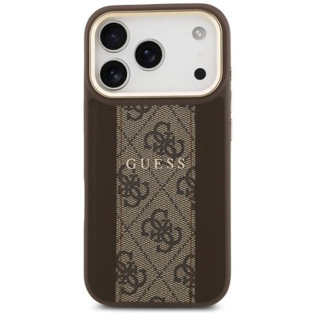 Оригинальный чехол Guess 4G Stripe с MagSafe на iPhone 17 Pro - brown