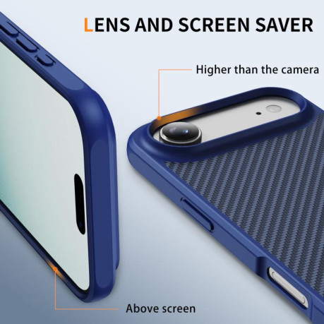 Ударозащитный чехол Carbon Fiber Texture Skin-feel Acrylic TPU на iPhone Air - синий