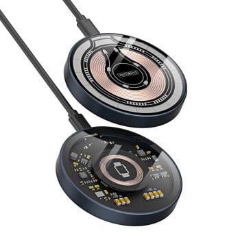 Быстрая Беспроводная зарядка DUZZONA W13 15W Transparent MagSafe Magnetic Suction Wireless Charger