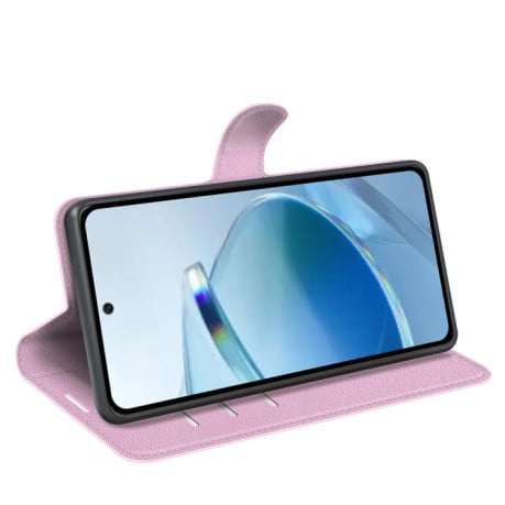 Чехол-книжка с фактурой Litchi и магнитным хлястиком на Xiaomi Redmi 15C 5G / 4G EU 173mm - розовый