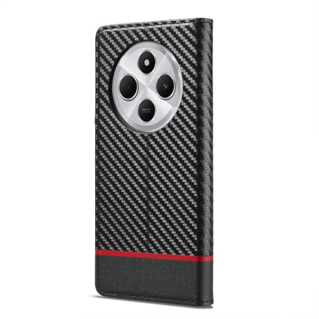 Чехол-книжка LCIMEEKE Carbon Fiber для Xiaomi Redmi 14C 4G/Poco C75/Redmi A4 5G - Black