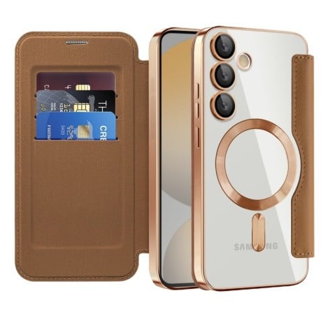 Чохол-книжка Shield MagSafe RFID Anti-theft Leather для Samsung Galaxy S24 FE 5G - коричневий