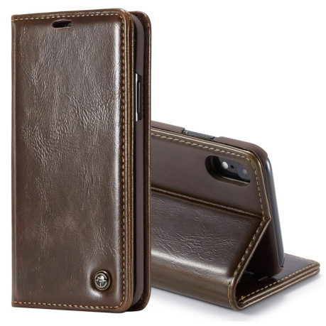 Кожаный чехол-книжка CaseMe 003 Series на iPhone XR - коричневый