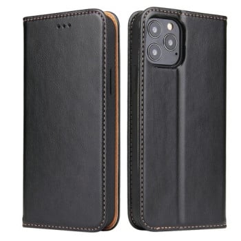 Шкіряний чохол-книжка Fierre Shann Genuine leather на iPhone 12 Mini - чорний