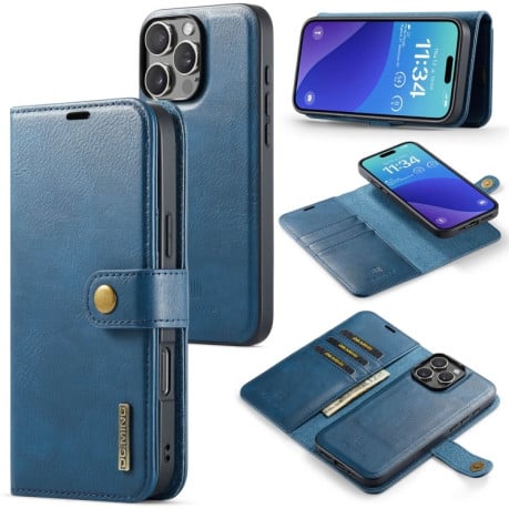 Чохол-книжка DGMING Crazy Horse Texture для iPhone 16 Pro - синій