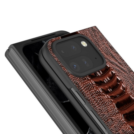 Кожаный Чехол ABEEL Genuine Leather Weilai Series для Google Pixel 9 Pro Fold - кофейный