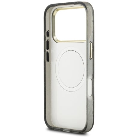 Оригинальный чехол Guess IML Glitter Flowers Triangle с MagSafe на iPhone 17 Pro - black