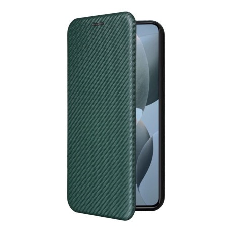 Чехол-книжка Carbon Fiber Texture на  Xiaomi 14T - зеленый